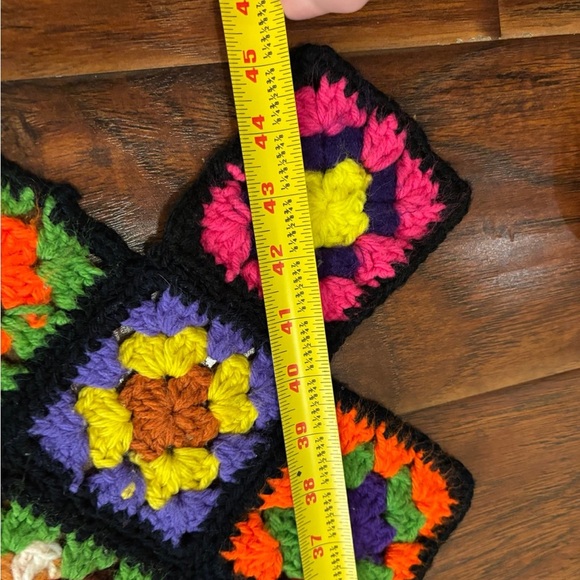 Vintage Crochet Throw Blanket 71” X 45” Colorful - Picture 6 of 7